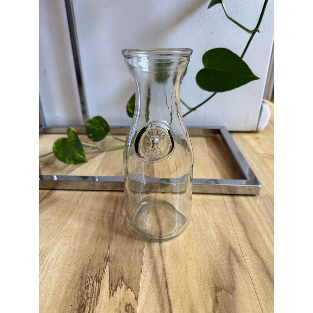 Clear Glass Carafe with Embossed Seal
